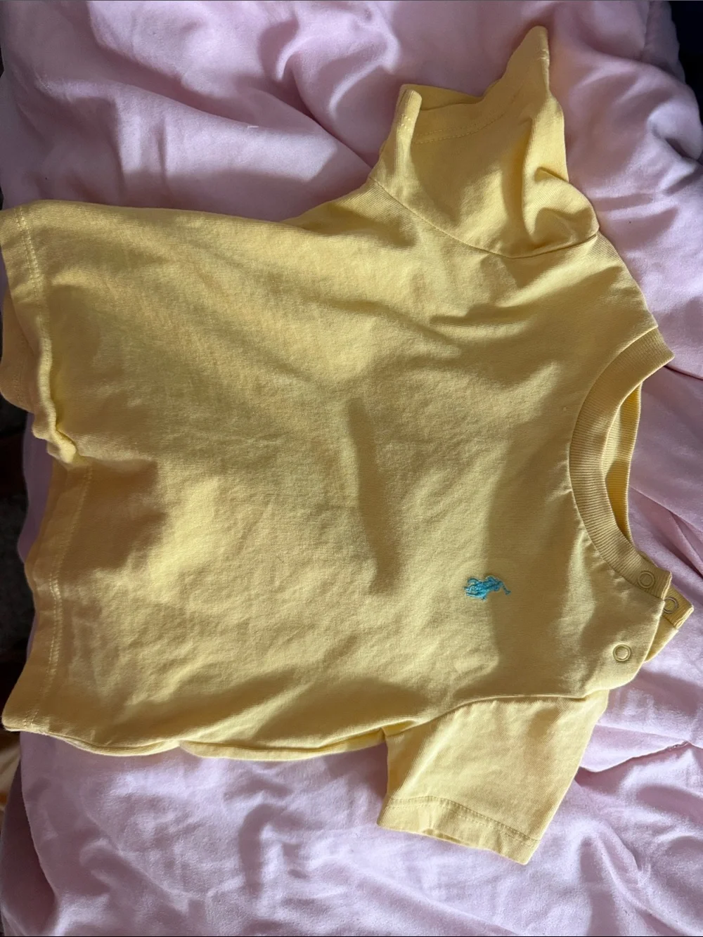 Yellow Baby Tee and Blue Kids Shorts Polo Set